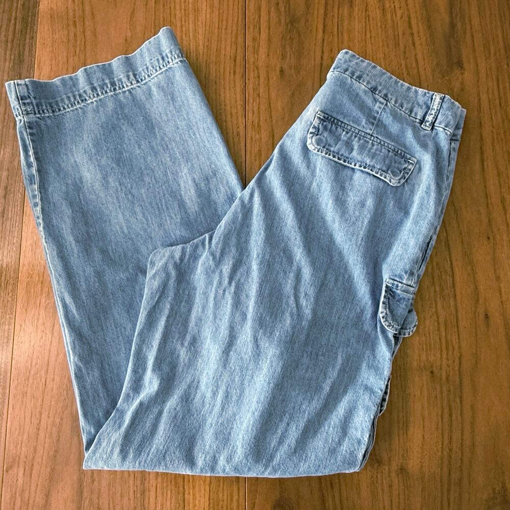 Frame Jeans Size 30 Relaxed Cargo Mid Waist Straight Leg Medium Light Wash - Picture 7 of 12
